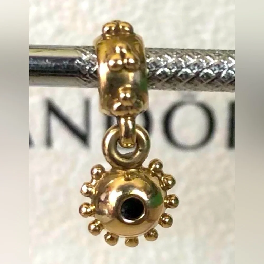 100% Authentic Pandora 14k Solid Gold Bundle (2) Dangle Charm - Picture 3 of 7
